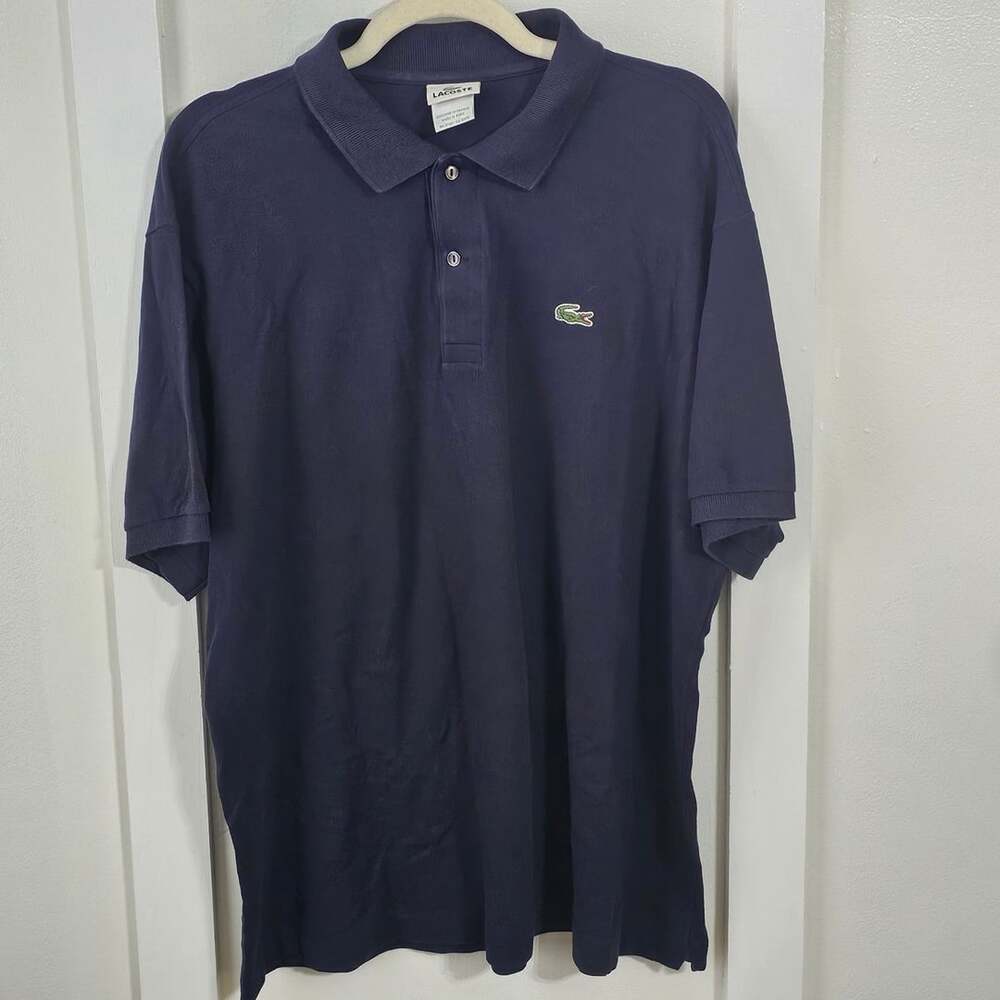 Lacoste 5191L Men's Size 7 Navy Blue Pique Polo Shirt Crocodile Logo Preppy